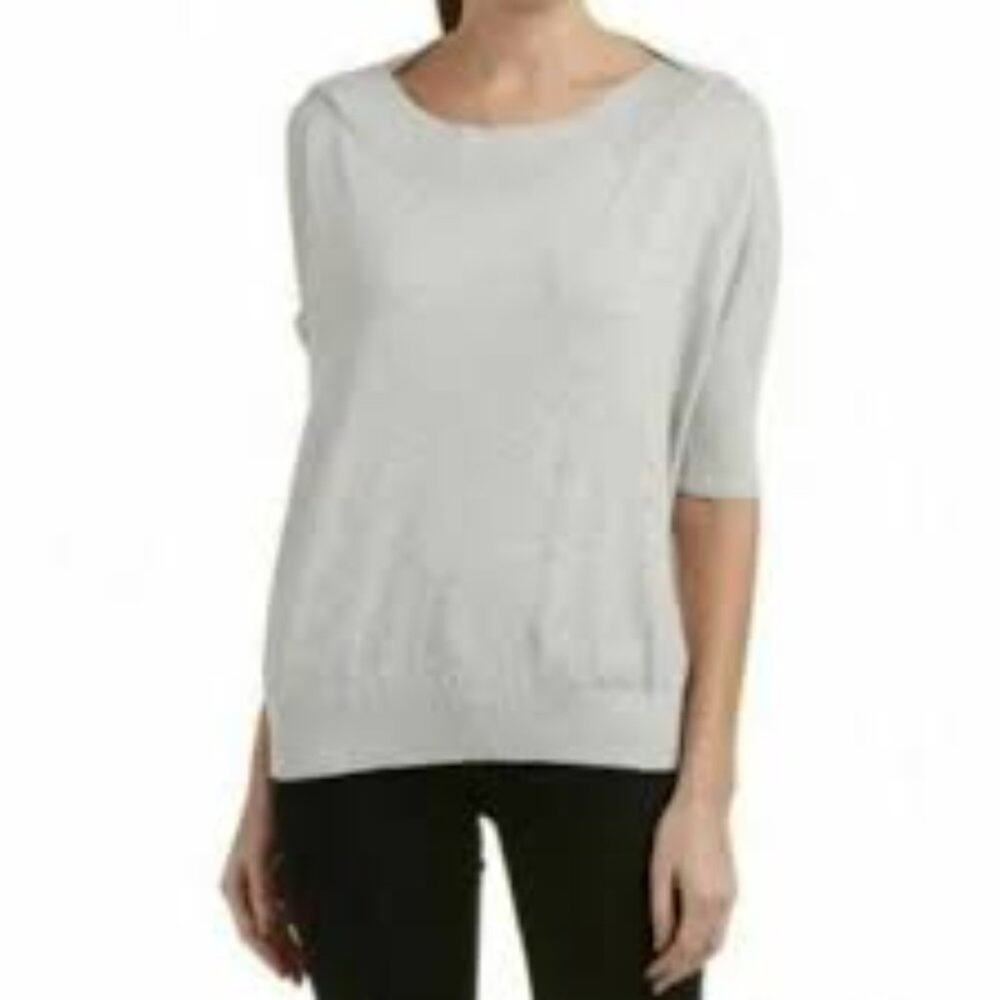 CAbi #200 Marled Gray Oversized Lounge Knit Top Silk Blend Size XXS
